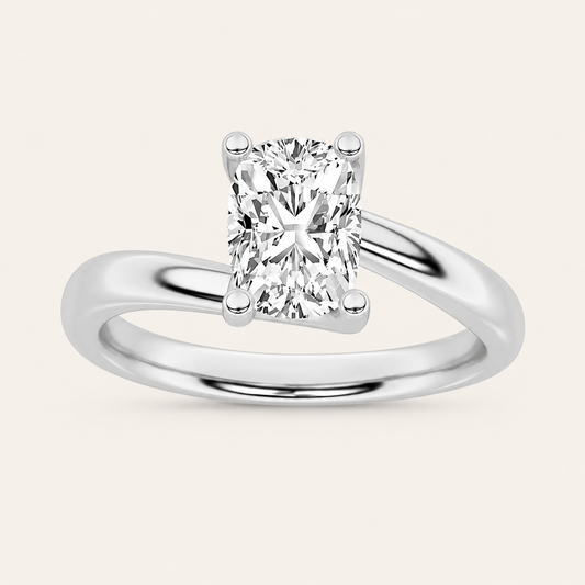1CT Elongated Cushion Cut Lab Grown Diamond Solitaire Ring