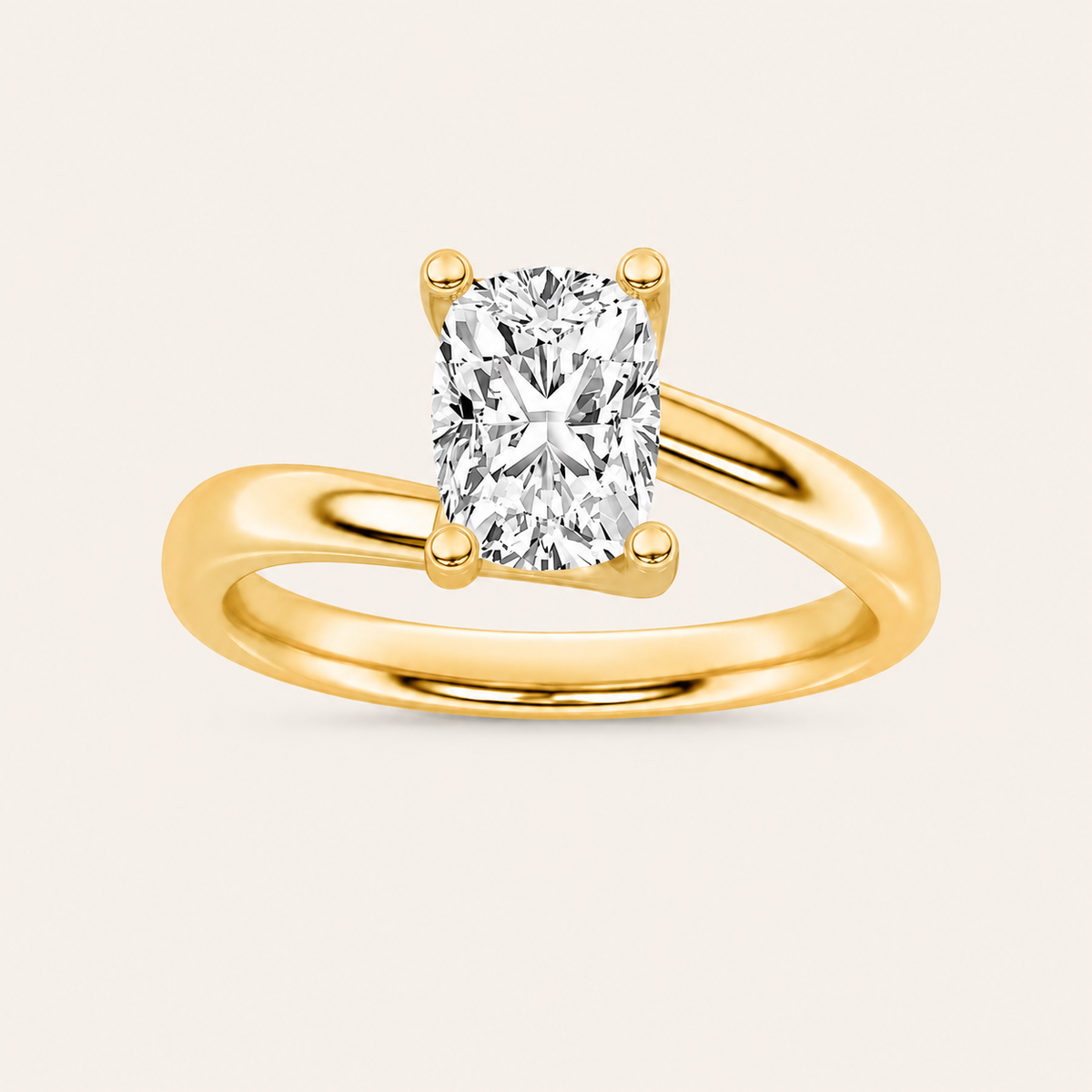 1CT Elongated Cushion Cut Lab Grown Diamond Solitaire Ring
