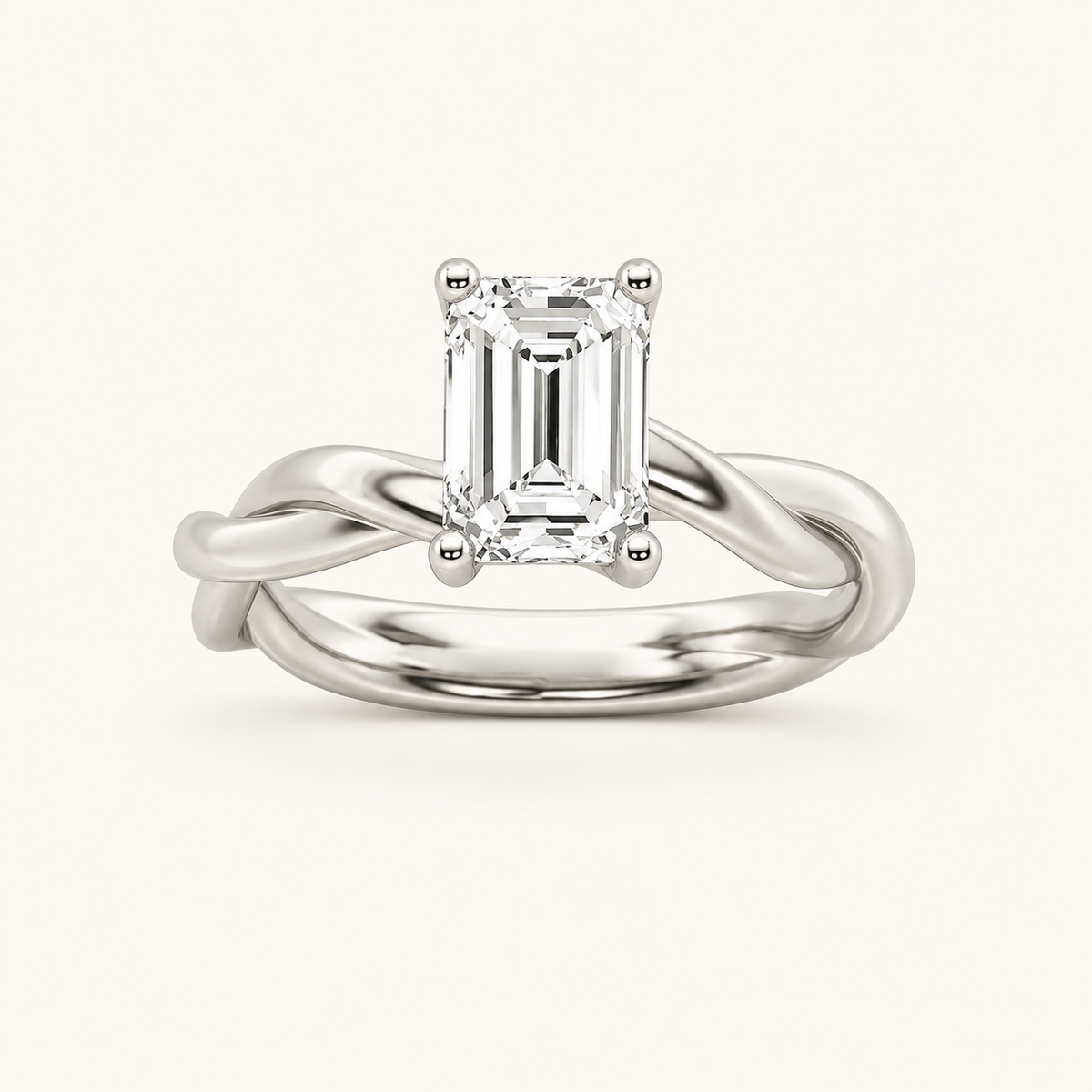 3CT Emerald Cut Lab Grown Diamond Solitaire Engagement Ring