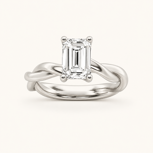 3CT Emerald Cut Lab Grown Diamond Solitaire Engagement Ring