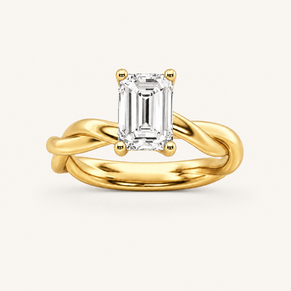 3CT Emerald Cut Lab Grown Diamond Solitaire Engagement Ring