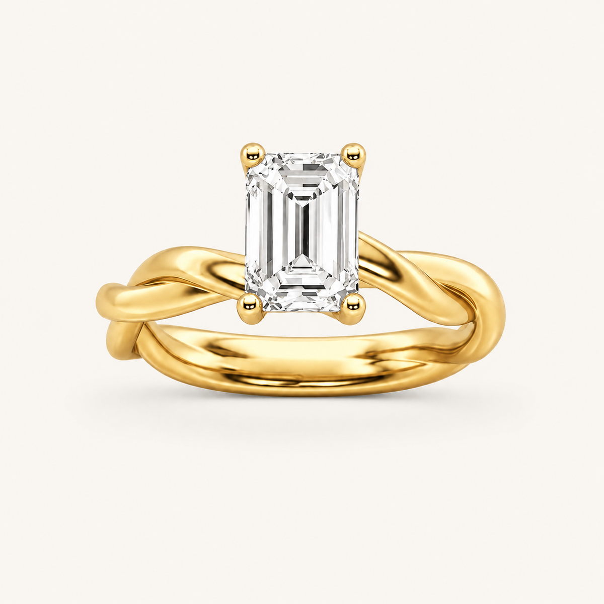 1CT Emerald Cut Lab Grown Diamond Solitaire Ring