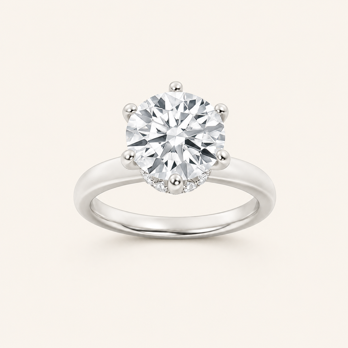 2CT Round Cut Lab Grown Diamond Hidden Halo Ring