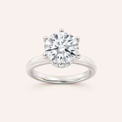 2CT Round Cut Lab Grown Diamond Hidden Halo Ring