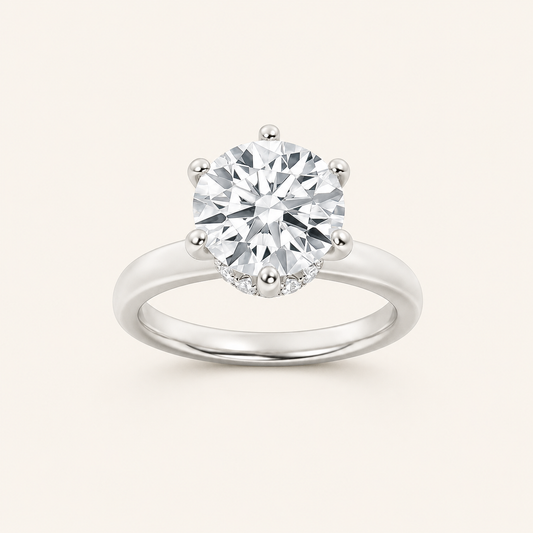 2CT Round Cut Lab Grown Diamond Hidden Halo Ring