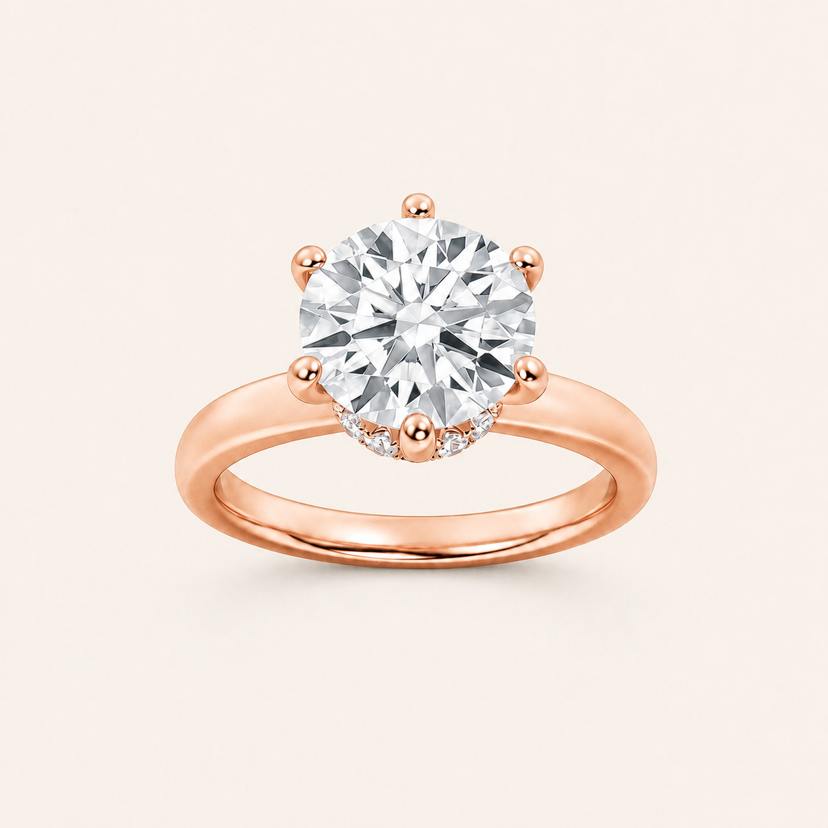 1CT Round Cut Lab Grown Diamond Hidden Halo Ring