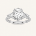 3CT Oval Cut Lab Grown Diamond Three Stone Side Stone Ring