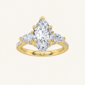 3CT Marquise Cut Lab Grown Diamond Three Stone Side Stone Ring