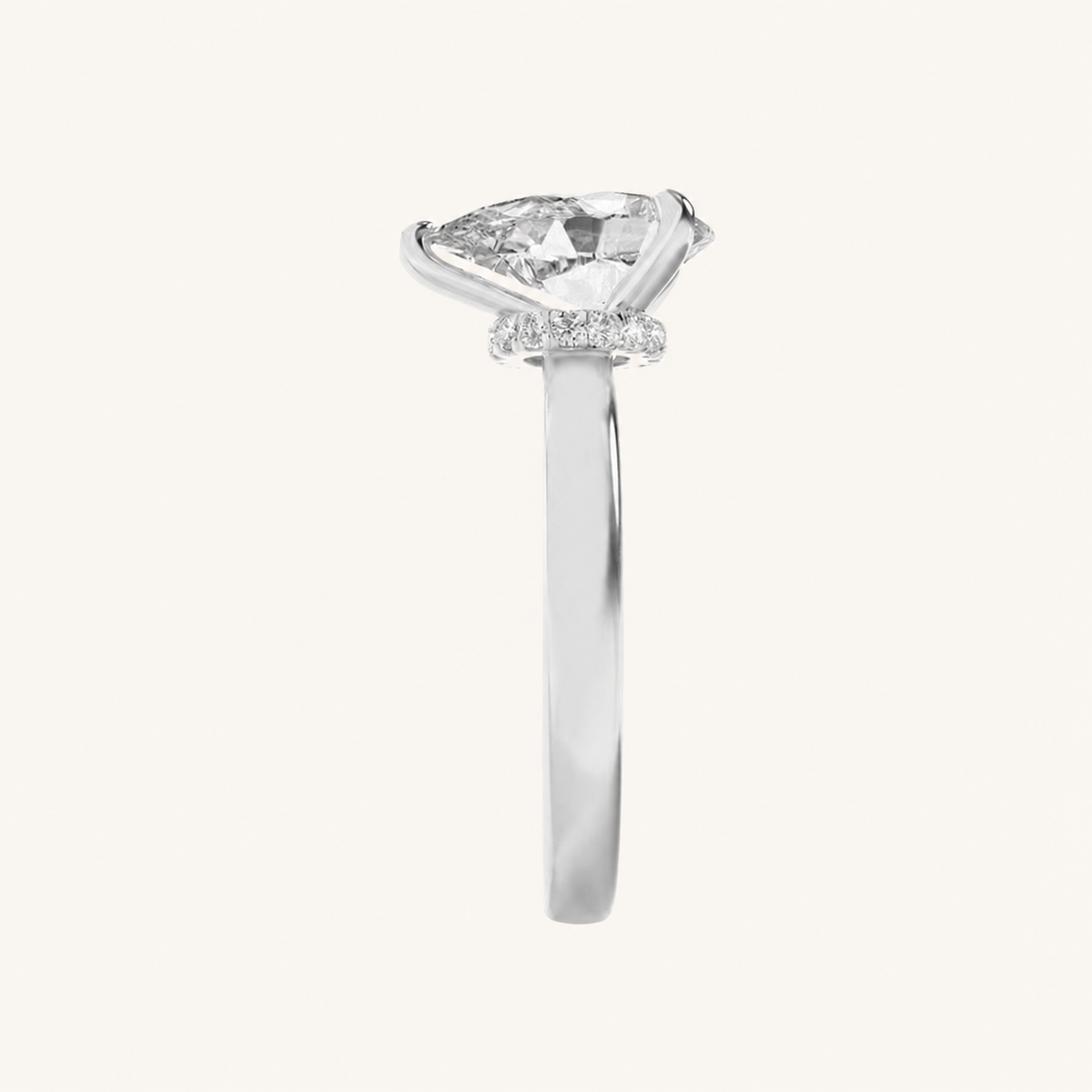 2CT Pear Cut Lab Grown Diamond Hidden Halo Ring