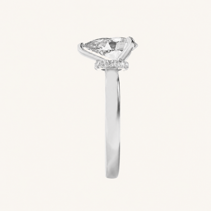 2CT Pear Cut Lab Grown Diamond Hidden Halo Ring