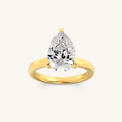 2CT Pear Cut Lab Grown Diamond Hidden Halo Ring