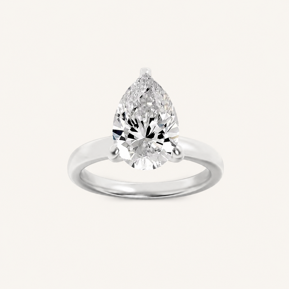 2CT Pear Cut Lab Grown Diamond Hidden Halo Ring