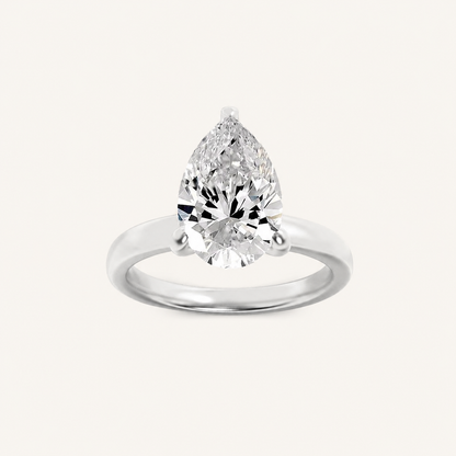 2CT Pear Cut Lab Grown Diamond Hidden Halo Ring