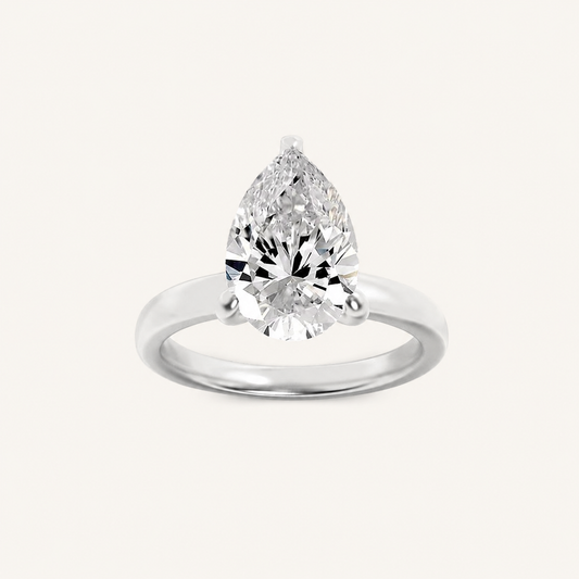 2CT Pear Cut Lab Grown Diamond Hidden Halo Ring