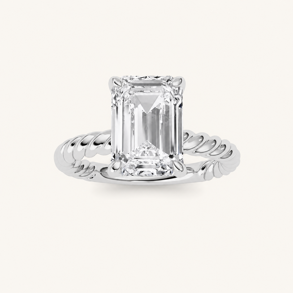 3CT Emerald Cut Lab Grown Diamond Solitaire Ring