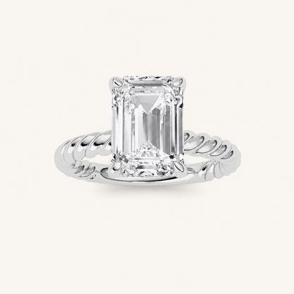 3CT Emerald Cut Lab Grown Diamond Solitaire Ring