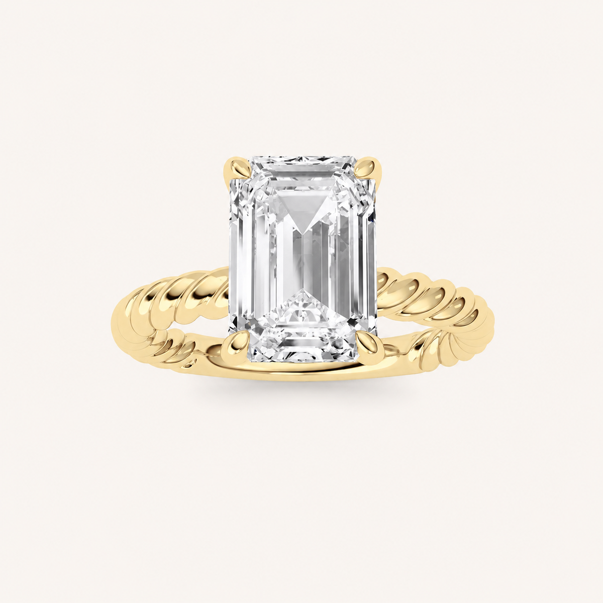 3CT Emerald Cut Lab Grown Diamond Solitaire Ring