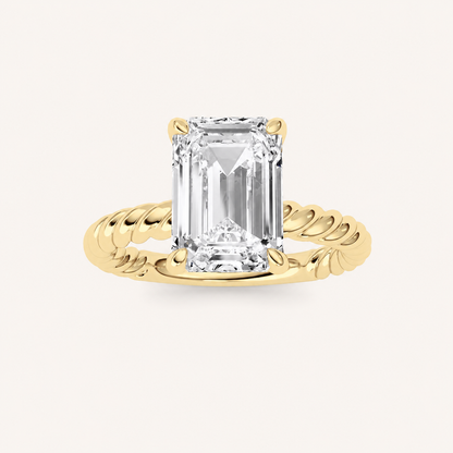 3CT Emerald Cut Lab Grown Diamond Solitaire Ring