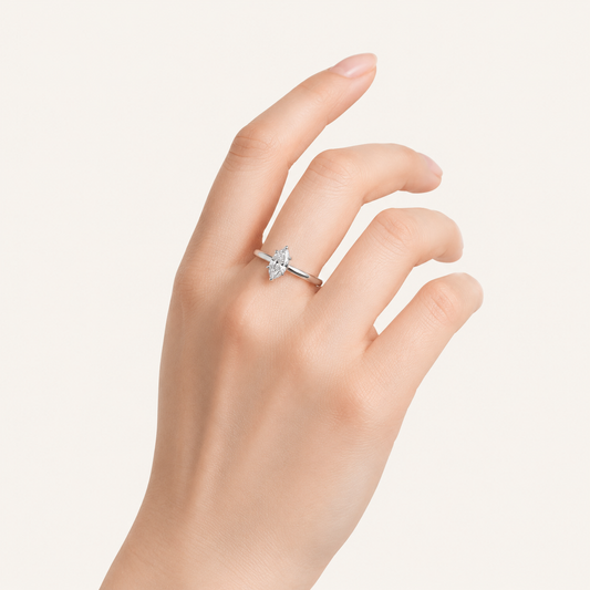 2CT Marquise Cut Lab Grown Diamond Hidden Halo Ring