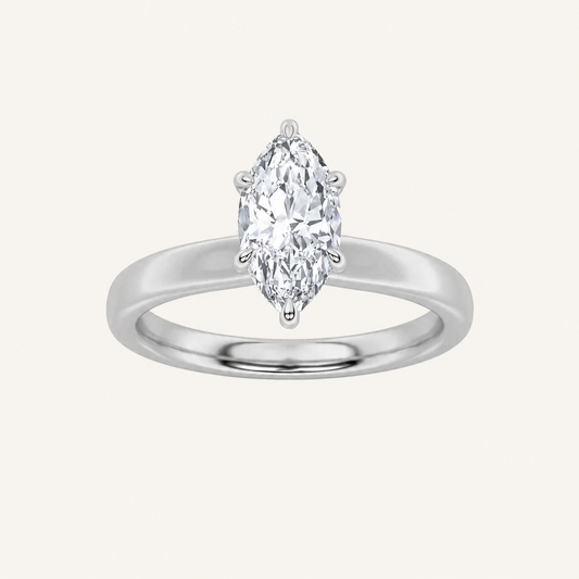 2CT Marquise Cut Lab Grown Diamond Hidden Halo Ring