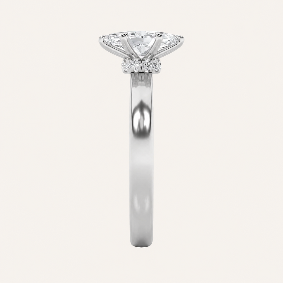2CT Marquise Cut Lab Grown Diamond Hidden Halo Ring