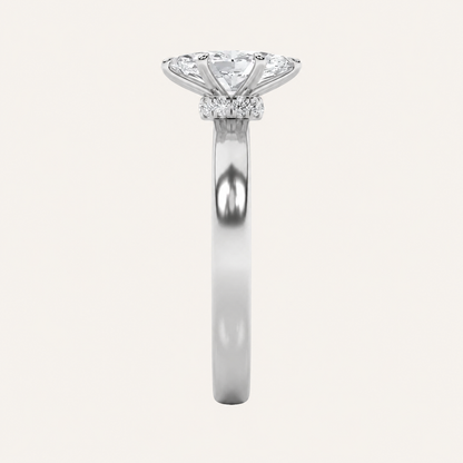 2CT Marquise Cut Lab Grown Diamond Hidden Halo Ring