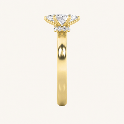 3CT Marquise Cut Lab Grown Diamond Hidden Halo Ring