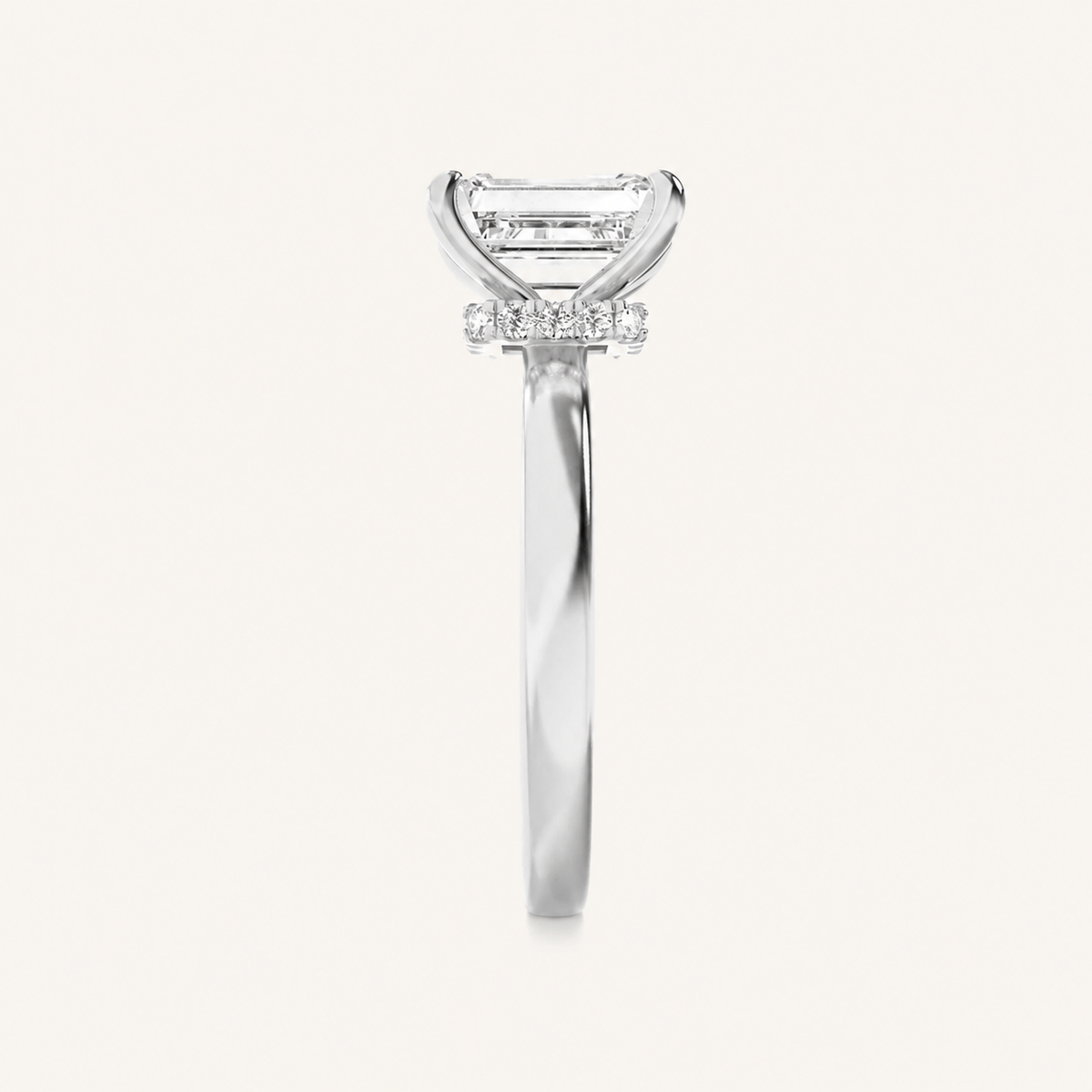 3CT Emerald Cut Lab Grown Diamond Hidden Halo Ring