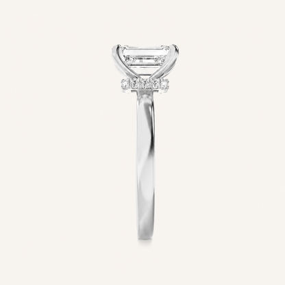 3CT Emerald Cut Lab Grown Diamond Hidden Halo Ring