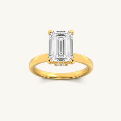 3CT Emerald Cut Lab Grown Diamond Hidden Halo Ring