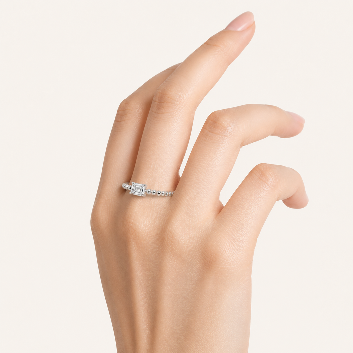0.50CT Emerald Cut Lab Grown Diamond Solitaire Ring