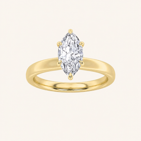1CT Marquise Cut Lab Grown Diamond Hidden Halo Ring