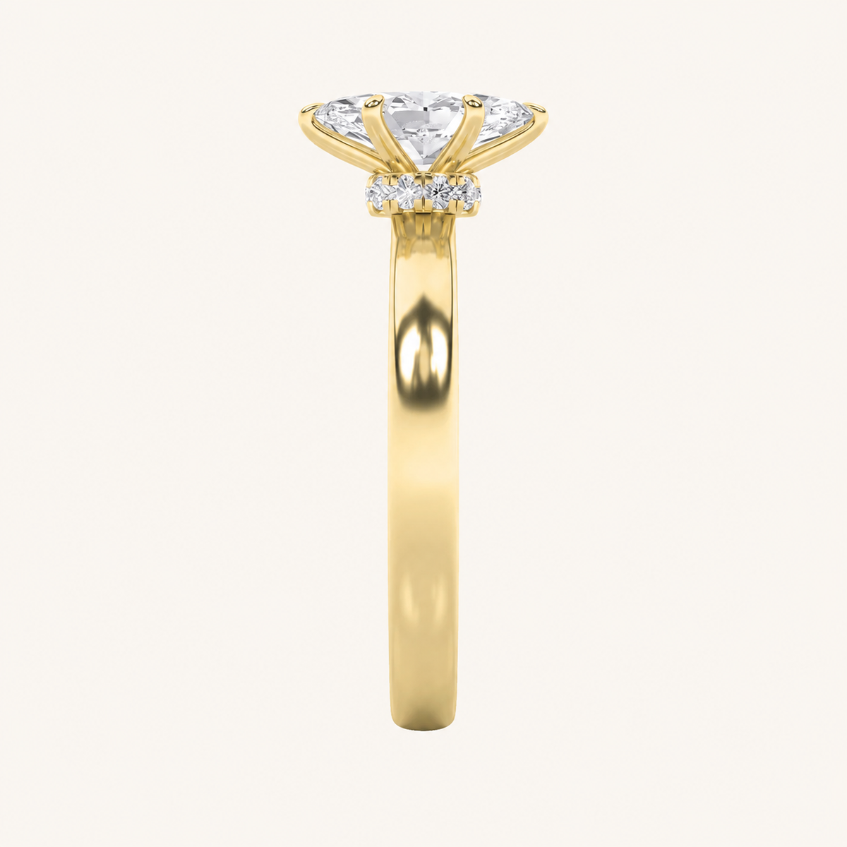 1CT Marquise Cut Lab Grown Diamond Hidden Halo Ring
