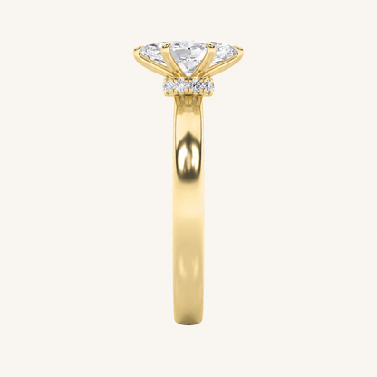 1CT Marquise Cut Lab Grown Diamond Hidden Halo Ring