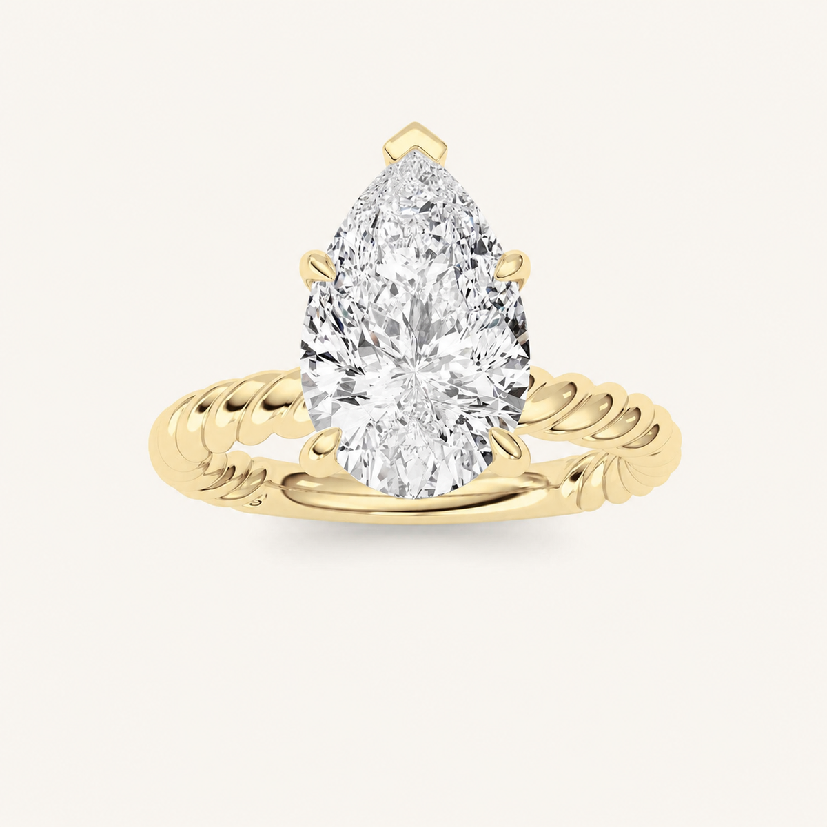 3CT Pear Cut Lab Grown Diamond Solitaire Ring