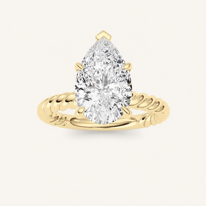3CT Pear Cut Lab Grown Diamond Solitaire Ring