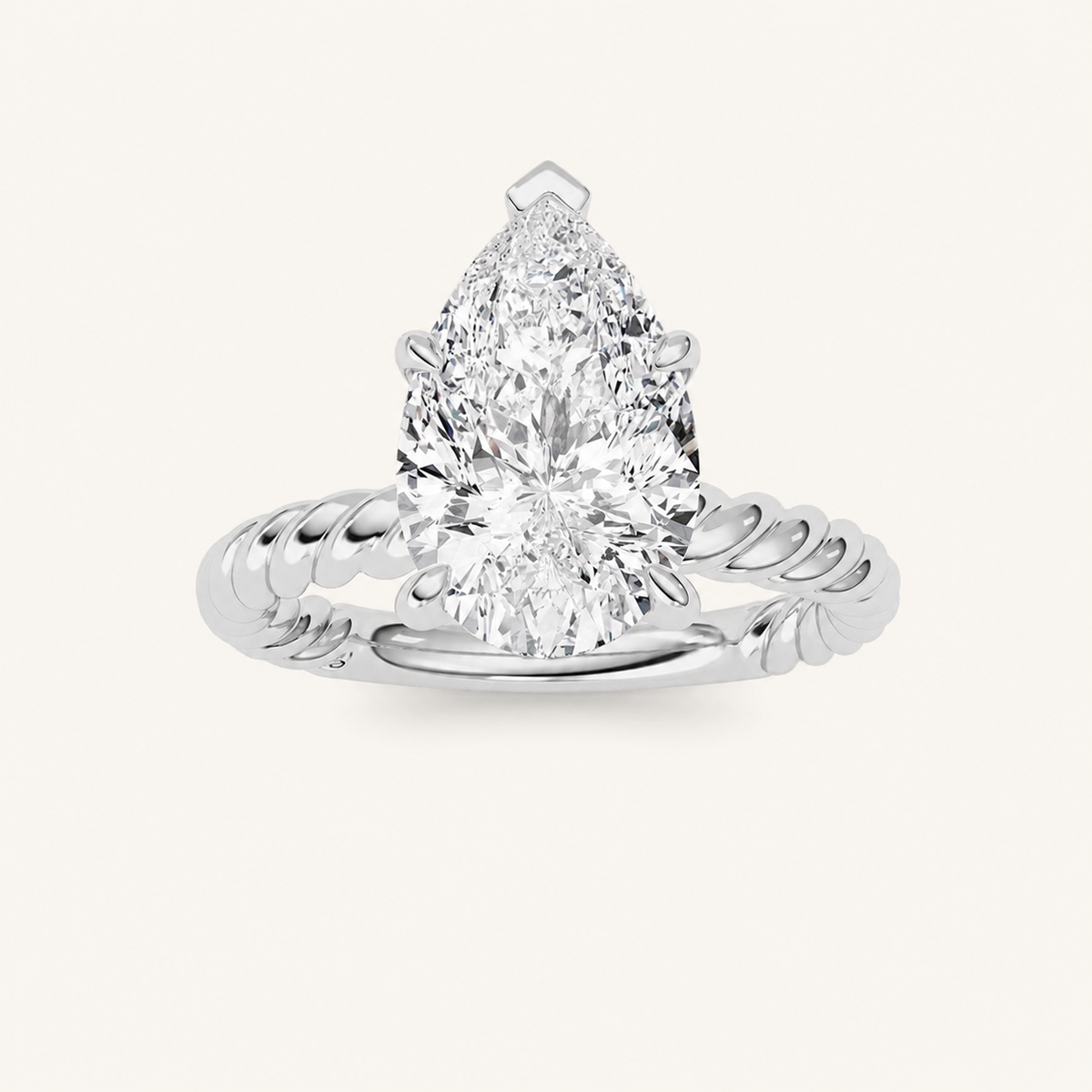 3CT Pear Cut Lab Grown Diamond Solitaire Ring