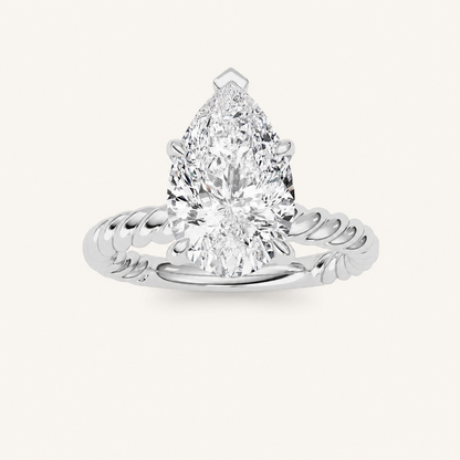 3CT Pear Cut Lab Grown Diamond Solitaire Ring
