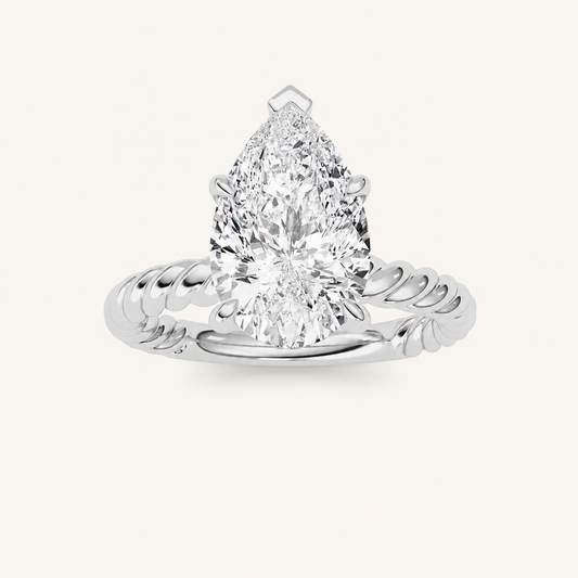 3CT Pear Cut Lab Grown Diamond Solitaire Ring