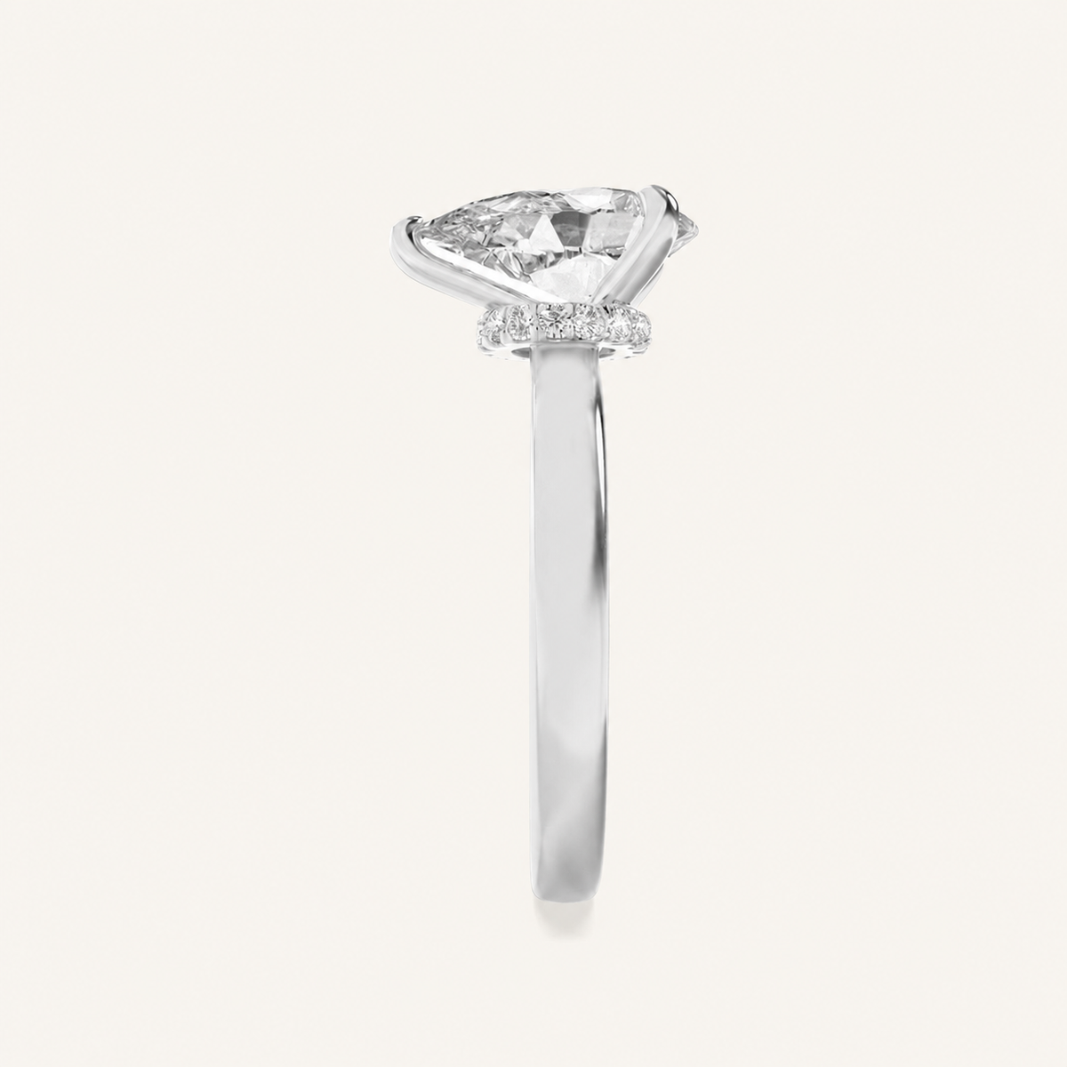 3CT Pear Cut Lab Grown Diamond Hidden Halo Ring