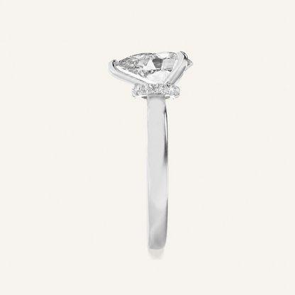 3CT Pear Cut Lab Grown Diamond Hidden Halo Ring