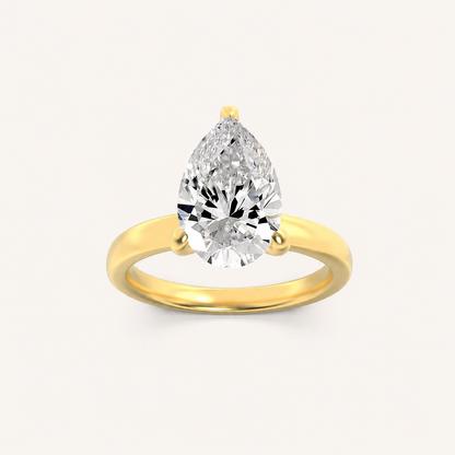 3CT Pear Cut Lab Grown Diamond Hidden Halo Ring