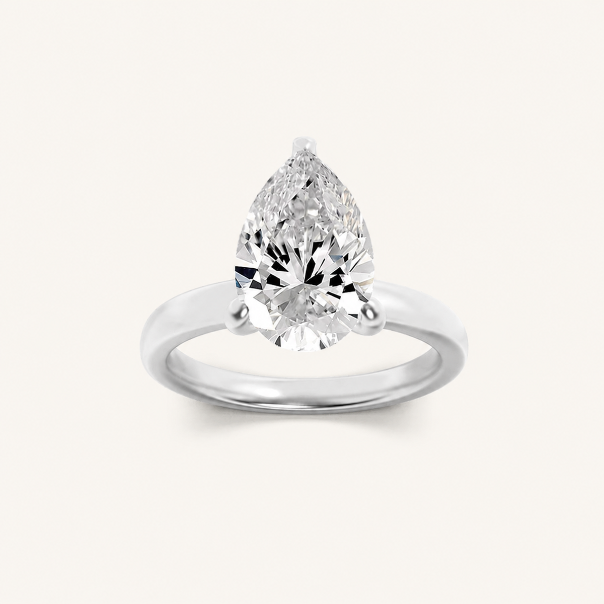 3CT Pear Cut Lab Grown Diamond Hidden Halo Ring