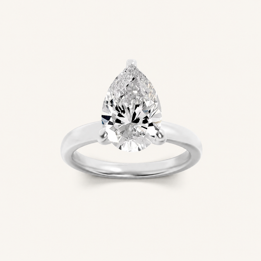 3CT Pear Cut Lab Grown Diamond Hidden Halo Ring