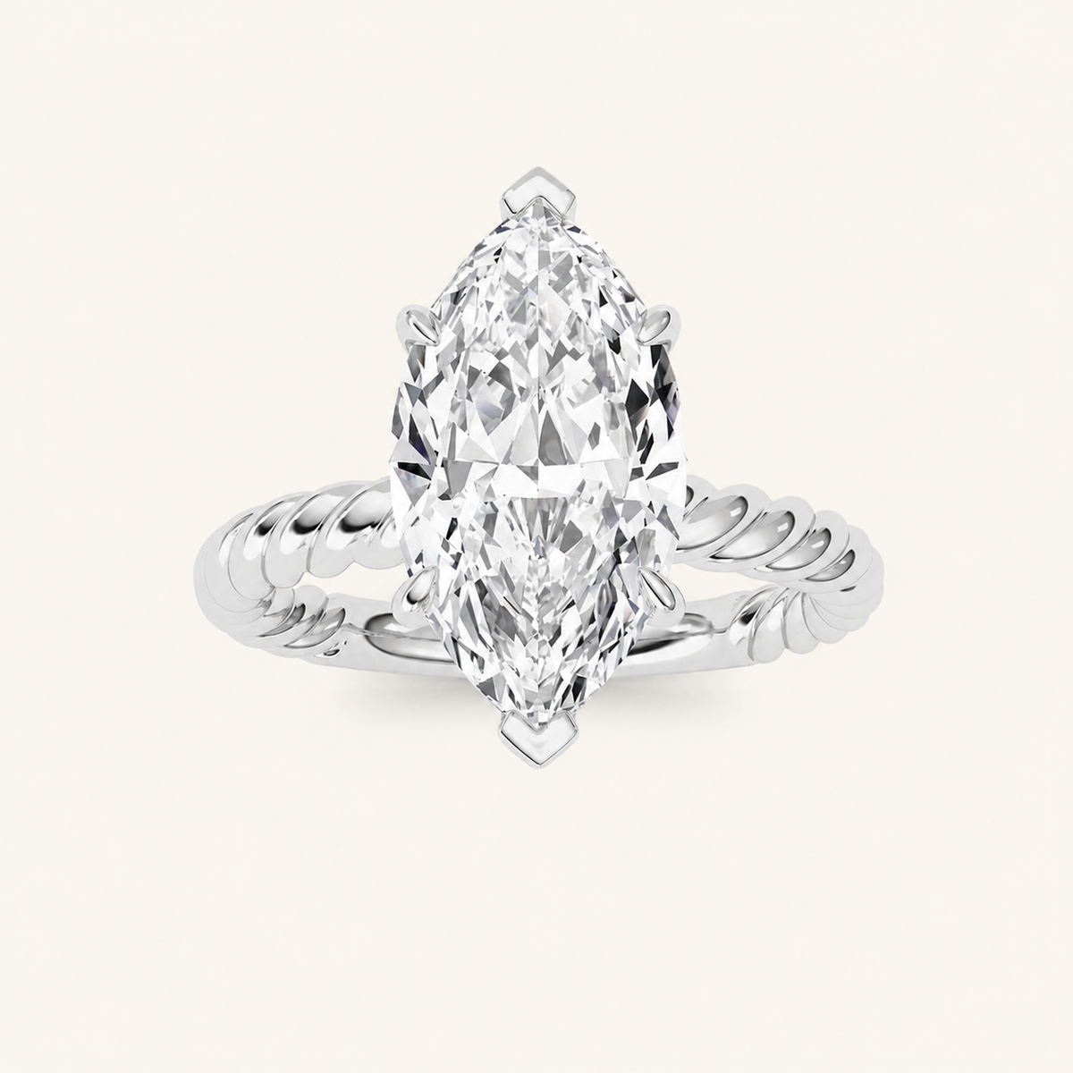 3CT Marquise Cut Lab Grown Diamond Solitaire Ring