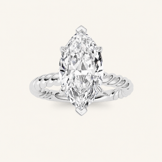 3CT Marquise Cut Lab Grown Diamond Solitaire Ring