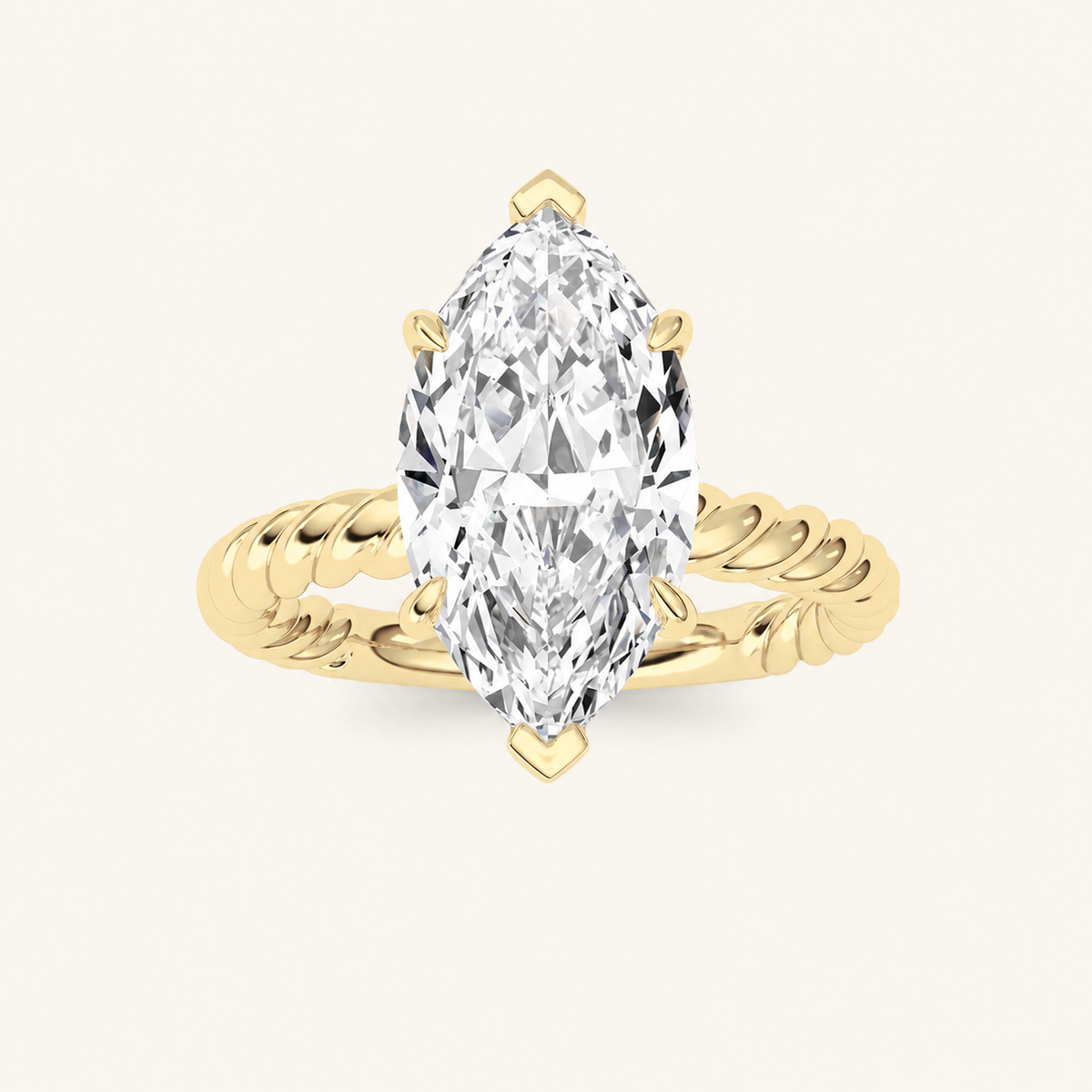 3CT Marquise Cut Lab Grown Diamond Solitaire Ring