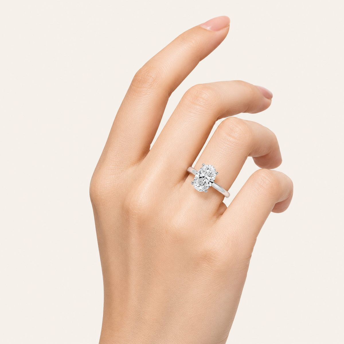 2CT Oval Cut Lab Grown Diamond Hidden Halo Ring