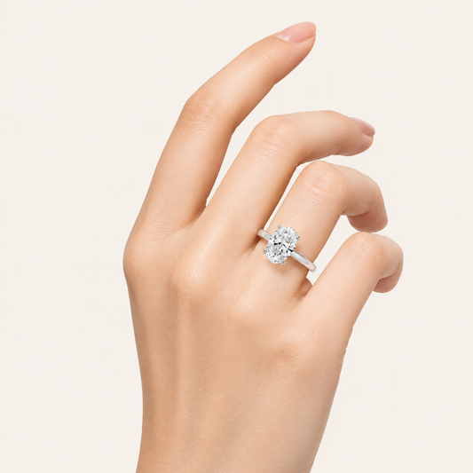 2CT Oval Cut Lab Grown Diamond Hidden Halo Ring