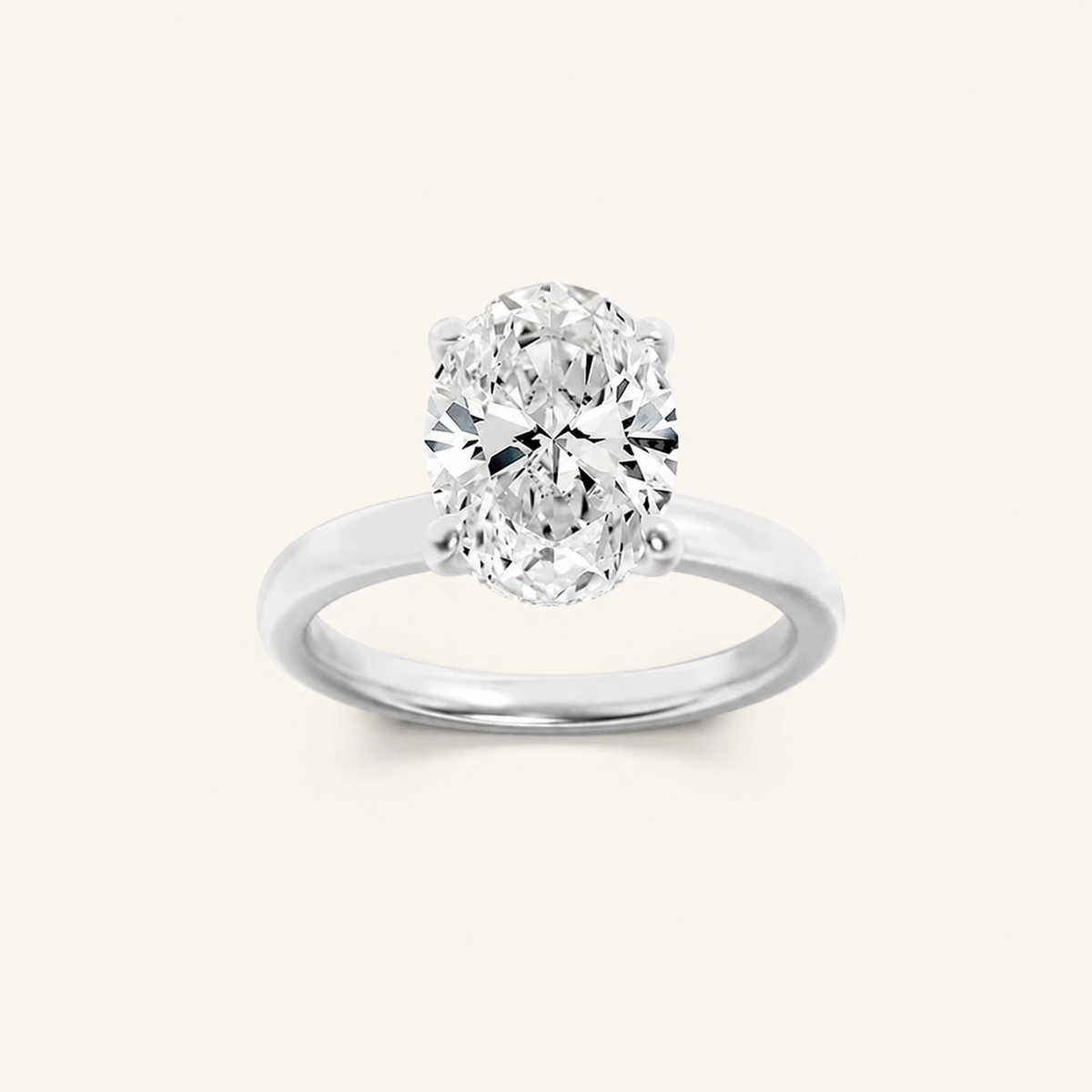 2CT Oval Cut Lab Grown Diamond Hidden Halo Ring